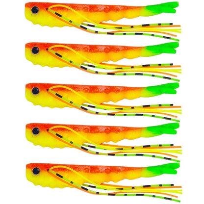 HENGJIA SO175 Two Color Split Fork Soft Bait Freshwater Fishing Salmon Lures, 6.6cm 5pcs /Pack