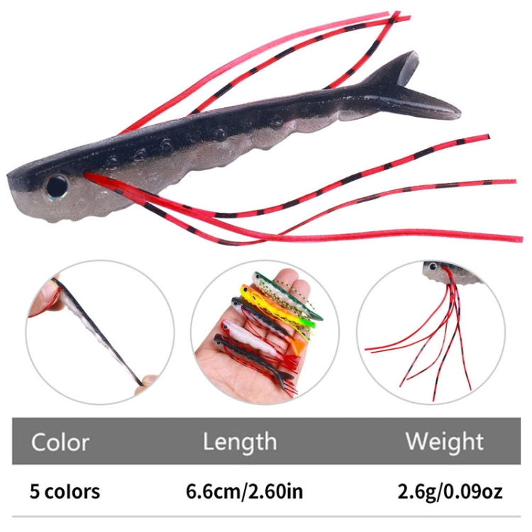 HENGJIA SO175 Two Color Split Fork Soft Bait Freshwater Fishing Salmon Lures, 6.6cm 5pcs /Pack