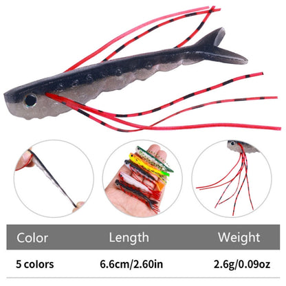 HENGJIA SO175 Two Color Split Fork Soft Bait Freshwater Fishing Salmon Lures, 6.6cm 5pcs /Pack