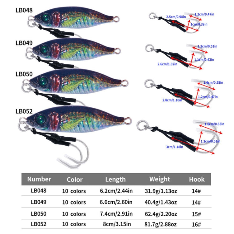 10 couleurs / Ensemble HENGJIA Plaque de fer Leurre souple Poisson-plomb Pêche à la traîne Lente Leurre de pêche en mer, 30g, 40g, 60g, 80g