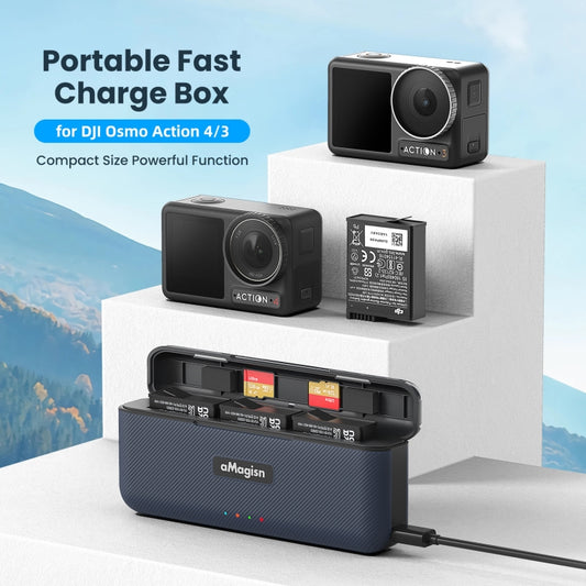 Para DJI Action 4 / 3, cargador de caja de carga rápida aMagisn, accesorios para cámaras deportivas, para DJI Action 4 / 3