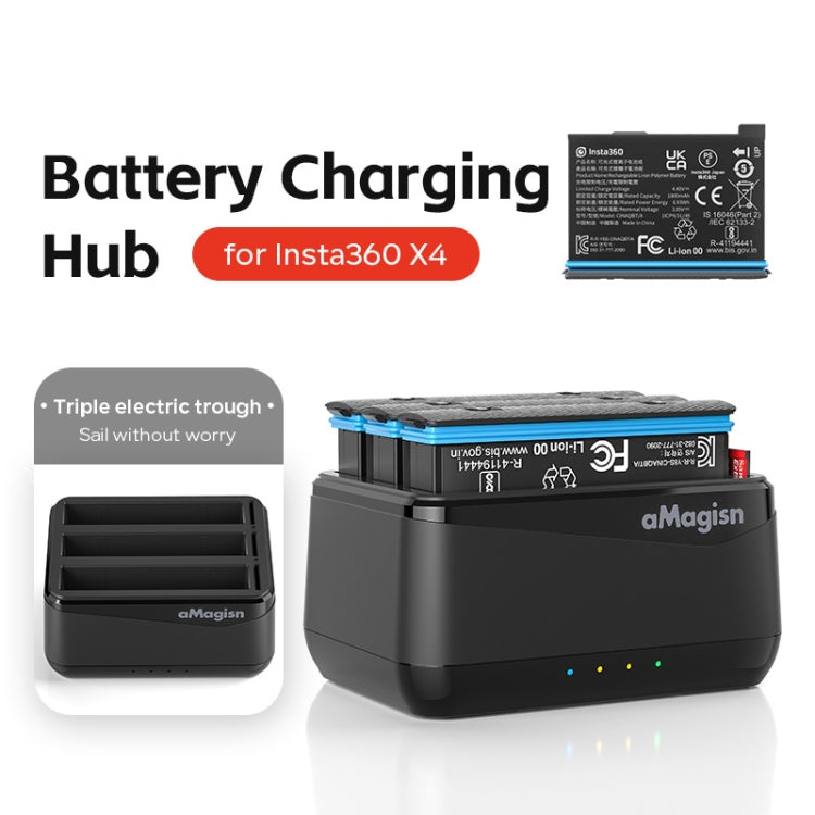 Pour Insta360 X4 AMagisn Chargeur de batterie, station de charge pour accessoires de caméra, pour Insta360 X4