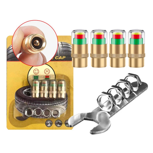 Tapón de advertencia para monitoreo de presión de neumáticos de vehículos de 2.4 BAR, núcleo de latón, antirrobo con llave