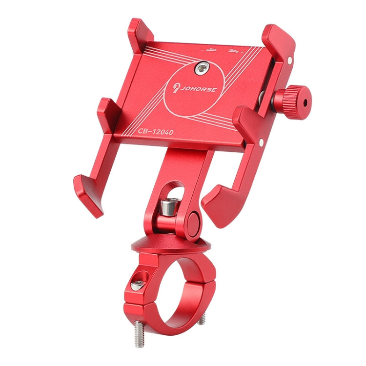 JOHORSE Bicycle Shockproof Mobile Phone Holder Motorcycle Riding Equipment, Stem Red, Stem Silver, Handlebar Red, Handlebar Black