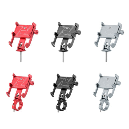 JOHORSE Bicycle Shockproof Mobile Phone Holder Motorcycle Riding Equipment, Stem Red, Stem Silver, Handlebar Red, Handlebar Black