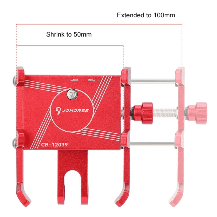 JOHORSE Bicycle Shockproof Mobile Phone Holder Motorcycle Riding Equipment, Stem Red, Stem Silver, Handlebar Red, Handlebar Black