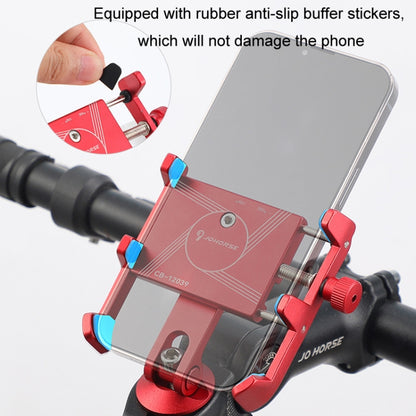 JOHORSE Bicycle Shockproof Mobile Phone Holder Motorcycle Riding Equipment, Stem Red, Stem Silver, Handlebar Red, Handlebar Black