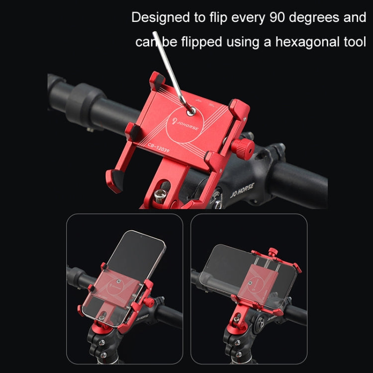 JOHORSE Bicycle Shockproof Mobile Phone Holder Motorcycle Riding Equipment, Stem Red, Stem Silver, Handlebar Red, Handlebar Black