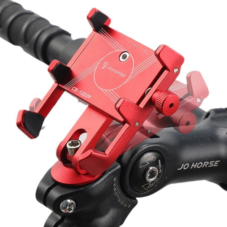 JOHORSE Bicycle Shockproof Mobile Phone Holder Motorcycle Riding Equipment, Stem Red, Stem Silver, Handlebar Red, Handlebar Black