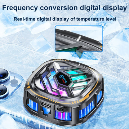 X76 Magnetic Digital Display Semiconductor Mobile Phone Radiator with Chip, X76 Black Gold