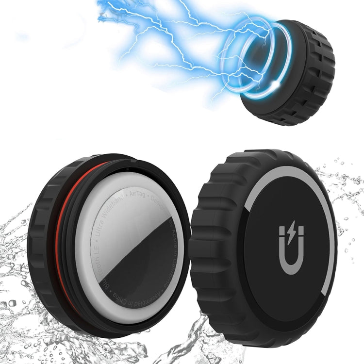 For Airtag PC High-Strength Magnetic Suction Waterproof Protective Cover, Magnetic Black