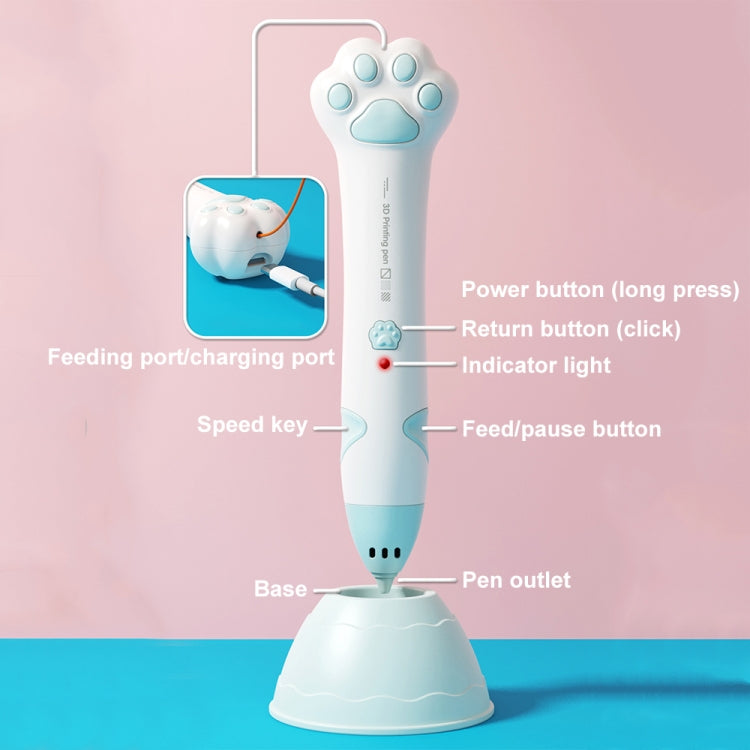 Cat Claw USB Charging Low Temperature 3D Printing Pen Children DIY Graffiti 3D Painting Pen, Mint Green, Sakura Pink