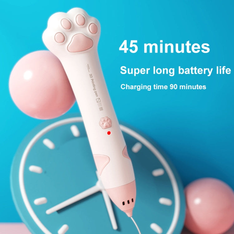 Cat Claw USB Charging Low Temperature 3D Printing Pen Children DIY Graffiti 3D Painting Pen, Mint Green, Sakura Pink