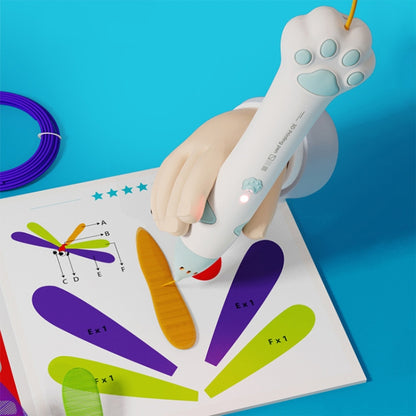 Cat Claw USB Charging Low Temperature 3D Printing Pen Children DIY Graffiti 3D Painting Pen, Mint Green, Sakura Pink