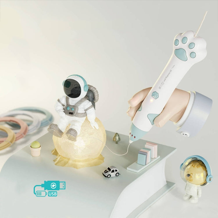 Cat Claw USB Charging Low Temperature 3D Printing Pen Children DIY Graffiti 3D Painting Pen, Mint Green, Sakura Pink