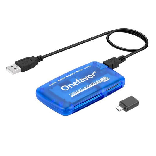 Lecteur de cartes tout-en-un Onefavor compatible avec les cartes SM/XD/SD/MMC/MS/CF, lecteur de cartes tout-en-un + adaptateur Type-C, lecteur de cartes + adaptateur 8 broches