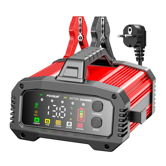 Chargeur portable haute puissance FOXSUR 25 A 12 V/24 V pour voiture, bateau et moto, prises US, EU, UK, AU et JP.