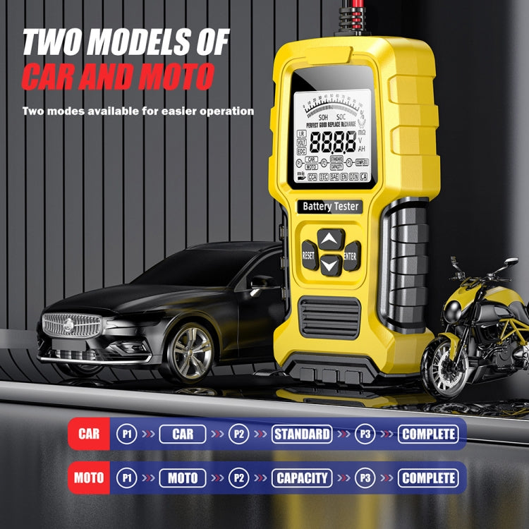 FOXSUR 12V/24V Automotive Lead-acid Battery Internal Resistance Rapid Analyzer, Yellow