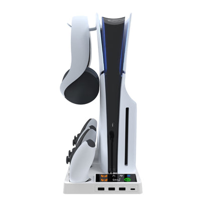For PS5 Slim iplay HA-8006 Console Multifunctional Cooling Dock Handle Dual Charging Stand Handle Headphone Organizer, HA-8006