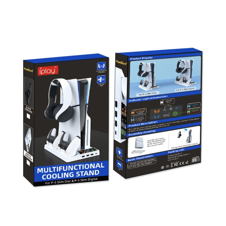 For PS5 Slim iplay HA-8006 Console Multifunctional Cooling Dock Handle Dual Charging Stand Handle Headphone Organizer, HA-8006