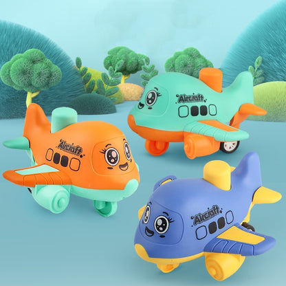 Kinder Spielzeugpresse Cartoon Trägheitsauto Baby Lernspielzeug Auto Geschenk, Flugzeug Lila, Flugzeug Gelb, Flugzeug Orange, Schiff Lila, Schiff Gelb, Schiff Orange