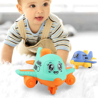 Kinder Spielzeugpresse Cartoon Trägheitsauto Baby Lernspielzeug Auto Geschenk, Flugzeug Lila, Flugzeug Gelb, Flugzeug Orange, Schiff Lila, Schiff Gelb, Schiff Orange