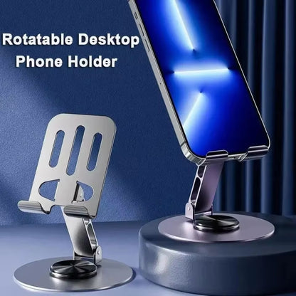 All-metal 360-degree Rotating Mobile Phone Holder Foldable Desktop Tablet Stand, Purple, Grey