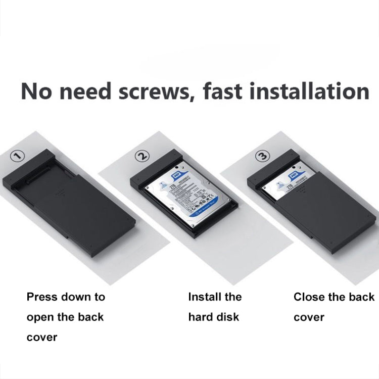 Blueendless MR23S 2.5-inch SATA Mobile Hard Disk Enclosure Tool-free Laptop External SSD, USB3.0, Type-C