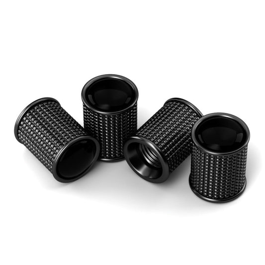 Lot de 4 bouchons de valve modifiés en alliage de zinc pour pneus de voiture, noir et argent.