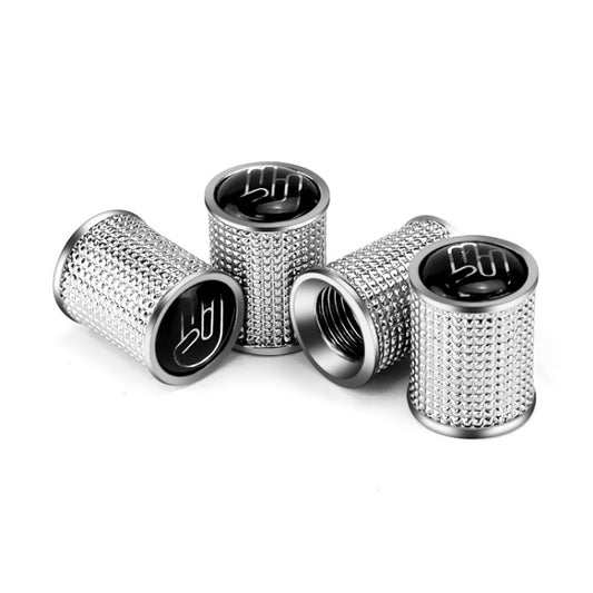 Lot de 4 bouchons de valve modifiés en alliage de zinc pour pneus de voiture, noir et argent.