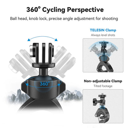 Lightweight Stem Clamp Cycling Bracket 360 Degree Adjustable Sports Camera Universal, TELESIN TE-HBM-004