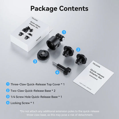 TELESIN CQM-001 Universal Magnetic Quick Release Adapter Kit For Sports Cameras, Magnetic Quick Release Adapter Kit