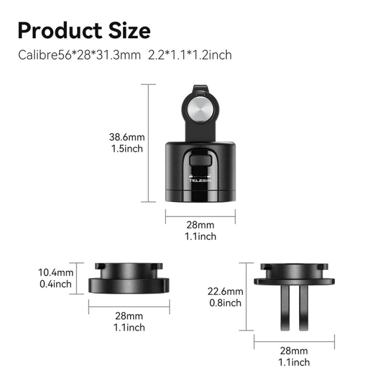 TELESIN CQM-001 Universal Magnetic Quick Release Adapter Kit For Sports Cameras, Magnetic Quick Release Adapter Kit