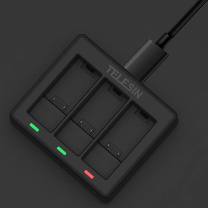 TELESIN GP-BCG-902 Battery 3 Slots Charger For GoPro HERO12 Black / HERO11 Black / HERO10 Black / HERO9 Black, GP-BCG-902