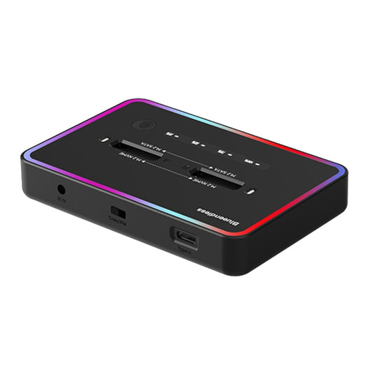 Blueendless M.2 Dual-Slot Hard Drive Base Solid State Hard Drive Box, US Plug, RGB Dual NVME or Dual SATA, Dual NVME or Dual SATA, RGB NVME + SATA, NVME + SATA, RGB Dual SATA, Dual SATA