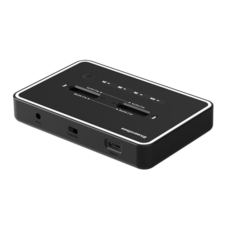 Blueendless M.2 Dual-Slot Hard Drive Base Solid State Hard Drive Box, US Plug, RGB Dual NVME or Dual SATA, Dual NVME or Dual SATA, RGB NVME + SATA, NVME + SATA, RGB Dual SATA, Dual SATA
