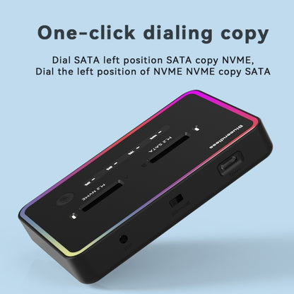 Blueendless M.2 Dual-Slot Hard Drive Base Solid State Hard Drive Box, US Plug, RGB Dual NVME or Dual SATA, Dual NVME or Dual SATA, RGB NVME + SATA, NVME + SATA, RGB Dual SATA, Dual SATA