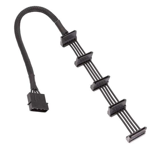 18AWG Large 4Pin Sleeve Grid 1 To 5 SATA Hard Drive Cage Cable, 40cm 4Pin 1 To 5