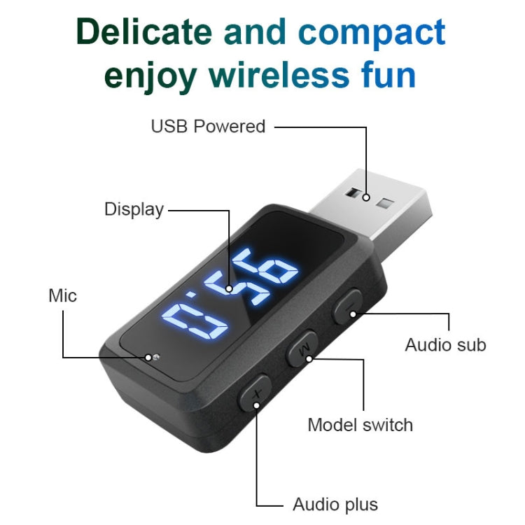 T60 Bluetooth 5.3 Audio Receiver Transmitter Car Radio USB FM Bluetooth Receiver, T60 2 in 1