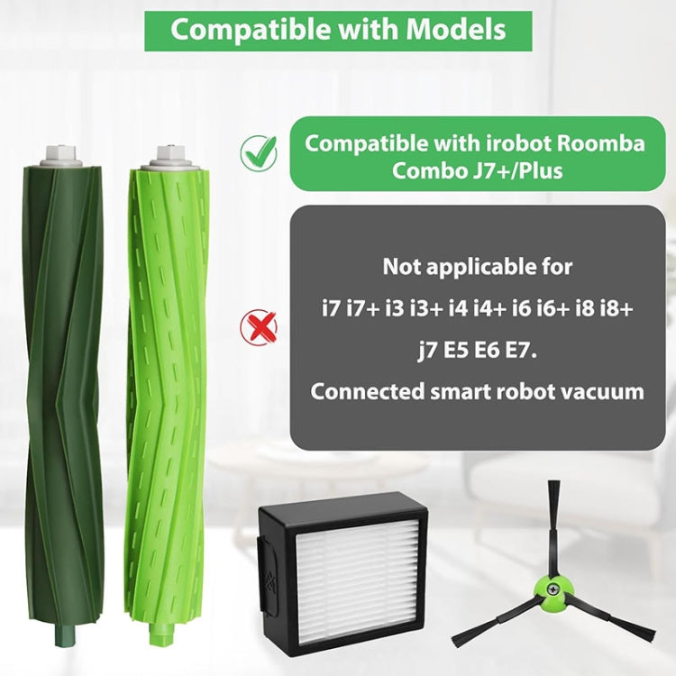 For iRobot Roomba Combo J7+ Robot Vacuum And Mop Accessories, 1set Main Brush, Filter, 2pcs Side Brush, 1 Rag, Kit