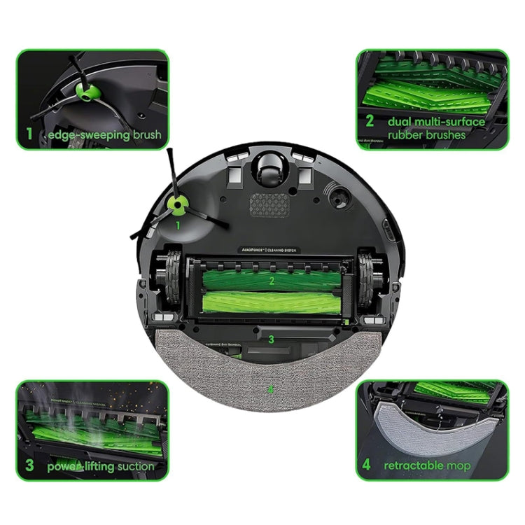 For iRobot Roomba Combo J7+ Robot Vacuum And Mop Accessories, 1set Main Brush, Filter, 2pcs Side Brush, 1 Rag, Kit