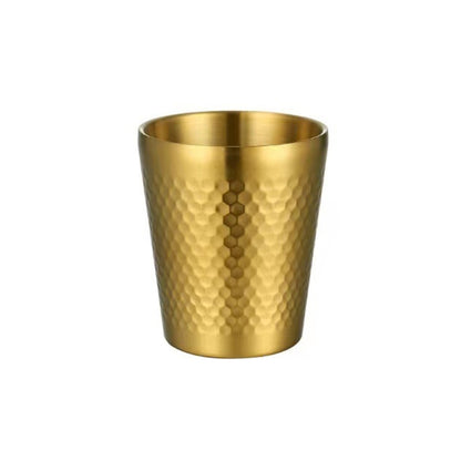 304 Stainless Steel Hammer Mug Thickened Double-Layer Restaurant Tea Cups, 175ml, 260ml, 300ml, 350ml, 450ml