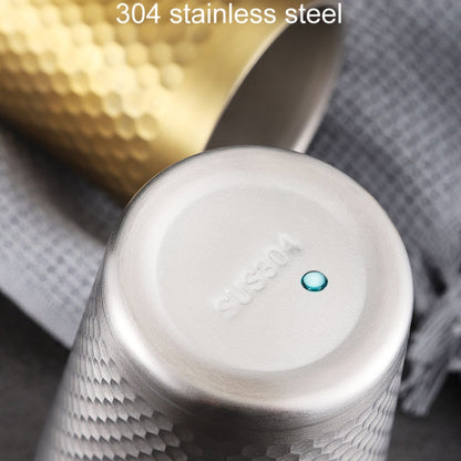 304 Stainless Steel Hammer Mug Thickened Double-Layer Restaurant Tea Cups, 175ml, 260ml, 300ml, 350ml, 450ml
