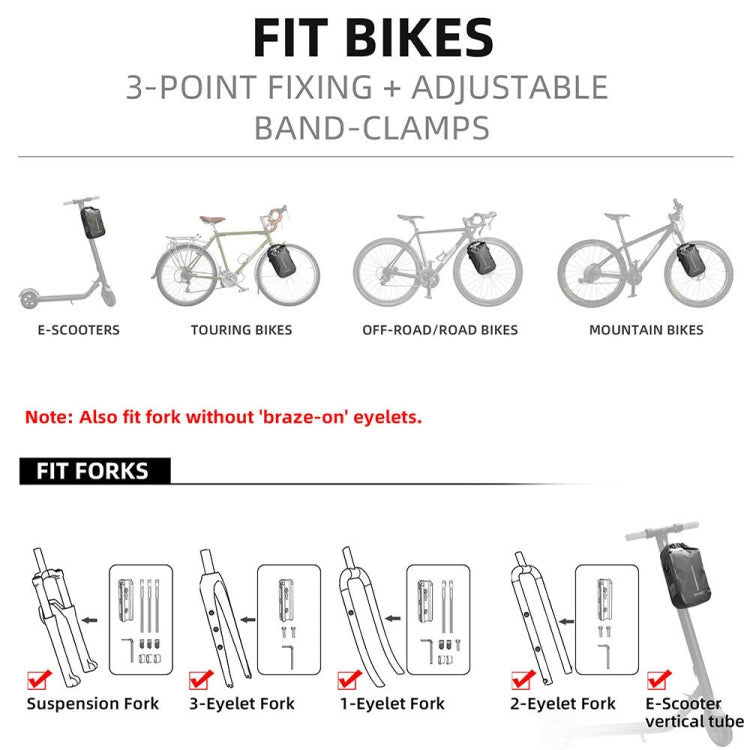 Rhinowalk RK406 6L Outdoor Cycling Quick-release Buckle Waterproof Bicycle Front Fork Bag