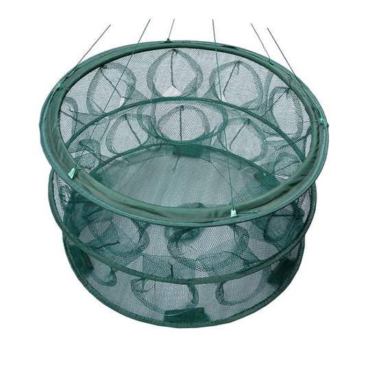Automatic Folding Round Fishing Cage Hand Throwing Shrimp Fishing Net, 70cm Dual Layer 21 Holes