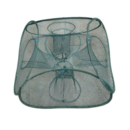 Automatischer faltbarer Angelkäfig, quadratisches Fischernetz, Garnelenfanggerät, 5 Löcher, 9 Löcher, 13 Löcher, 17 Löcher, 21 Löcher