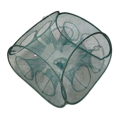 Automatischer faltbarer Angelkäfig, quadratisches Fischernetz, Garnelenfanggerät, 5 Löcher, 9 Löcher, 13 Löcher, 17 Löcher, 21 Löcher