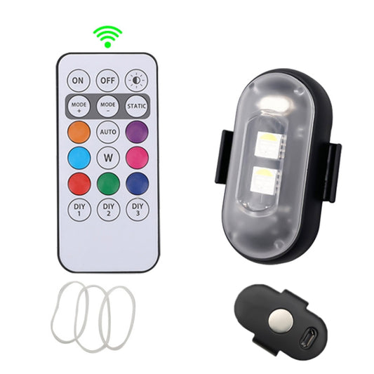 Luz de advertencia intermitente de colores universal para motocicleta con control remoto inalámbrico, tipo adhesivo, tipo magnético.