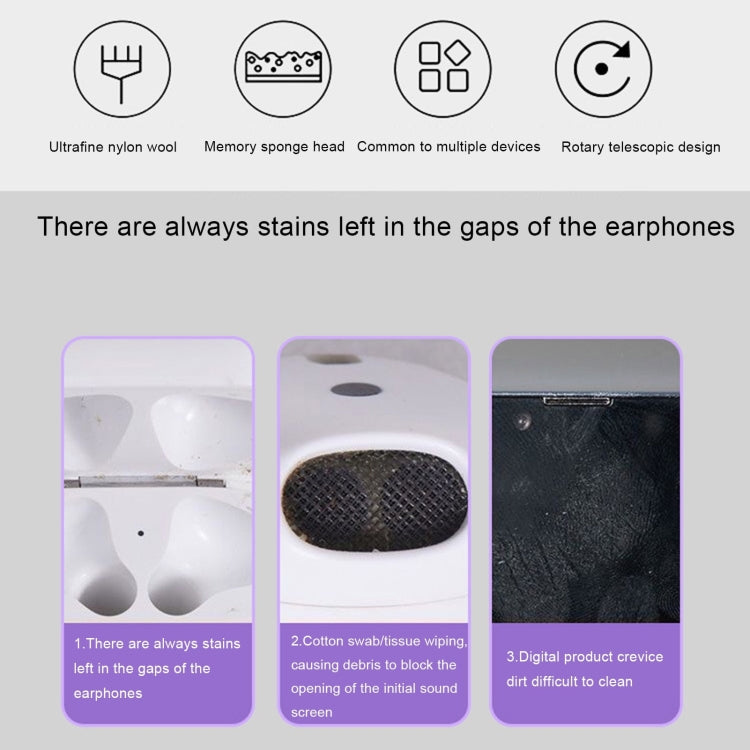 2pcs 3-in-1 Multi-purpose Bluetooth Earphone Cleaning Pen Keyboard Cleaning Brush