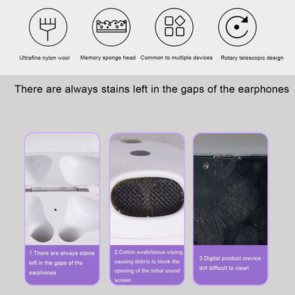2pcs 3-in-1 Multi-purpose Bluetooth Earphone Cleaning Pen Keyboard Cleaning Brush